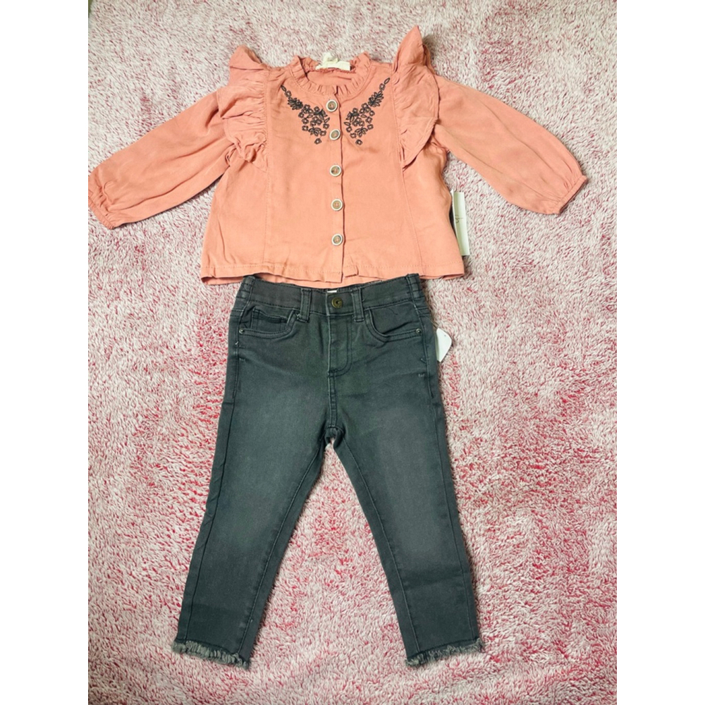Baby Jessica Simpson Girls Matching Set 18 Months Pink Top black Jeans